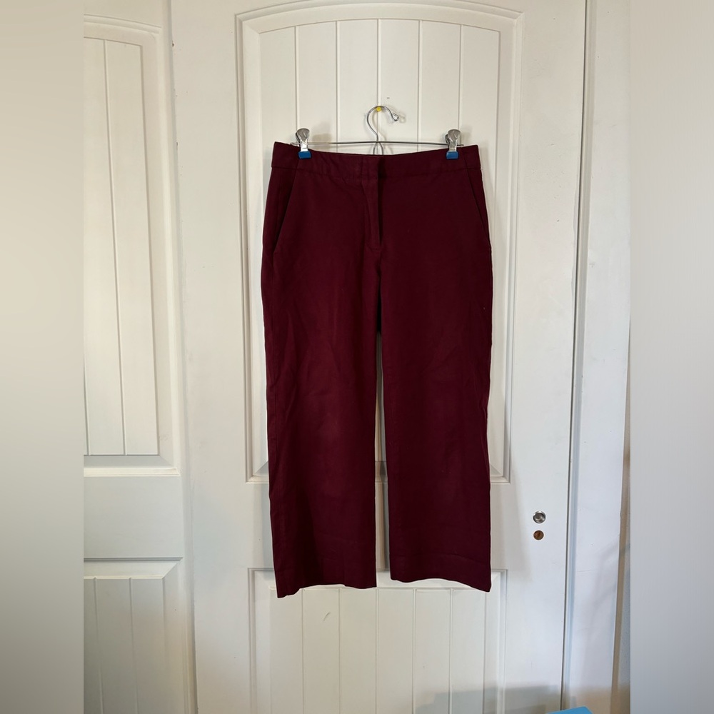 J CREW Cropped Slacks Capri Burgundy Size 2